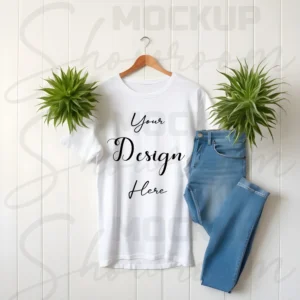 White Flat Lay T-Shirt Mockup