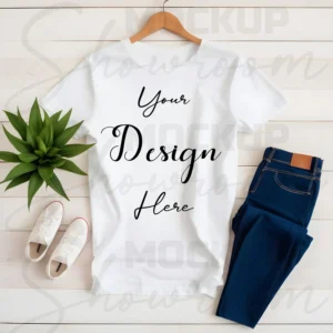 White Flat Lay T-Shirt Mockup