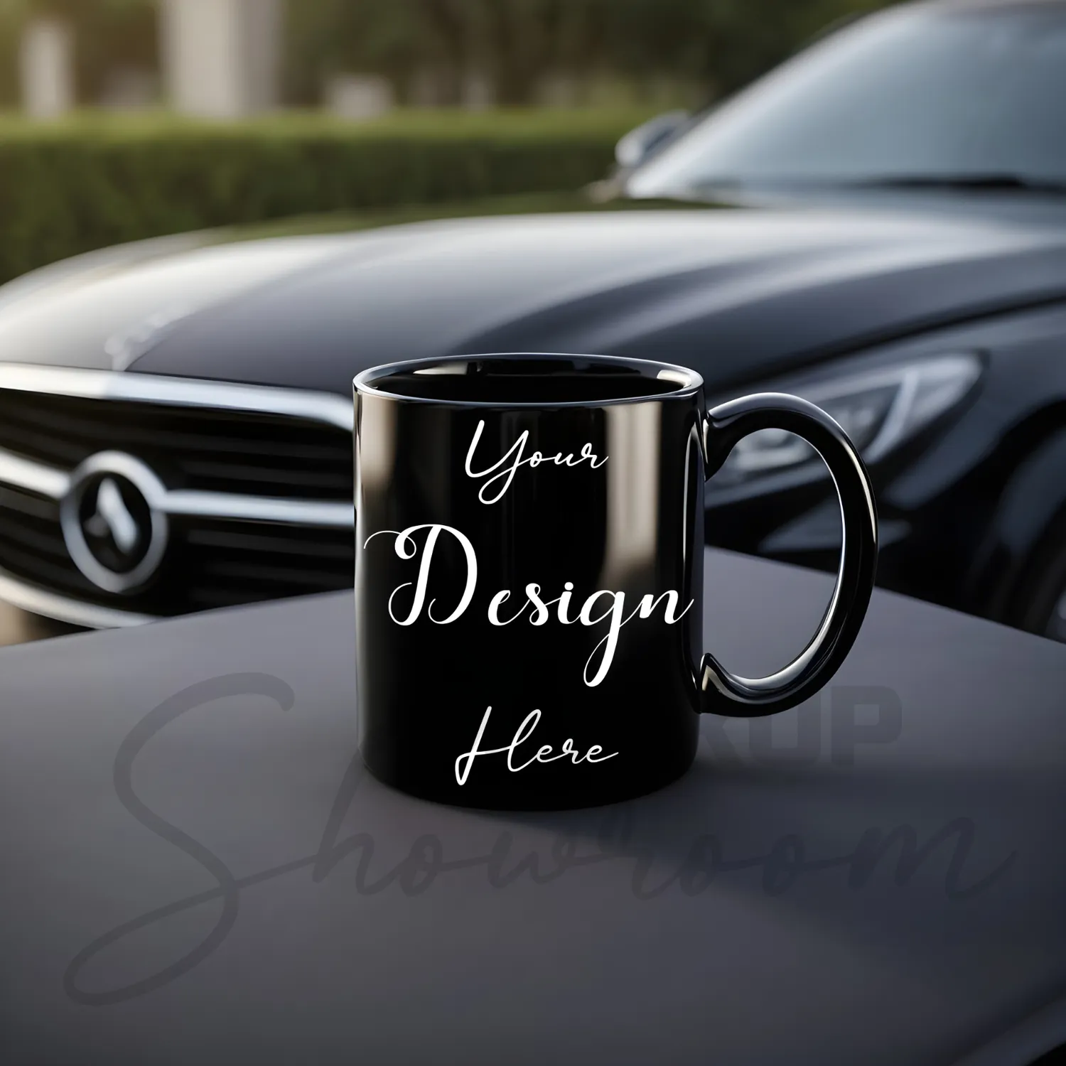 Black ceramic mug mockup