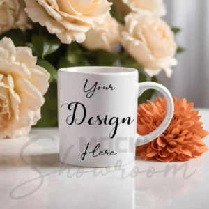 White ceramic mug mockup