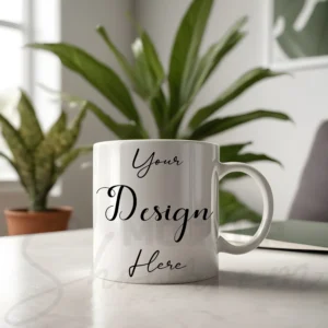White ceramic mug mockup