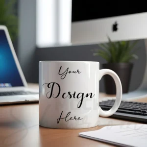 White ceramic mug mockup