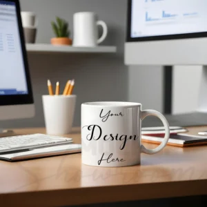 White ceramic mug mockup