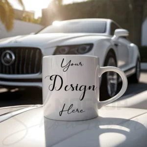 White ceramic mug mockup