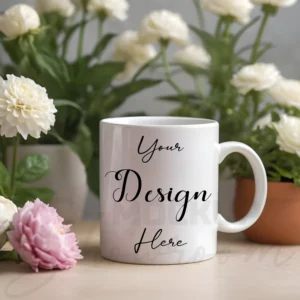 White ceramic mug mockup