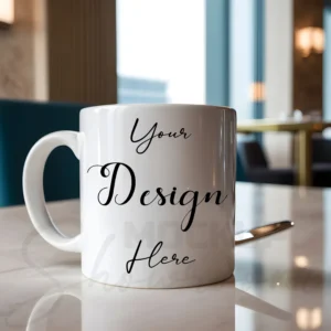 White ceramic mug mockup