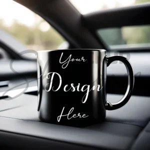 Black ceramic mug mockup