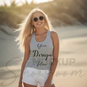 Womens Ash Gray Tank Top Mockup-3 Front View | For Etsy, Shopify and POD Sellers