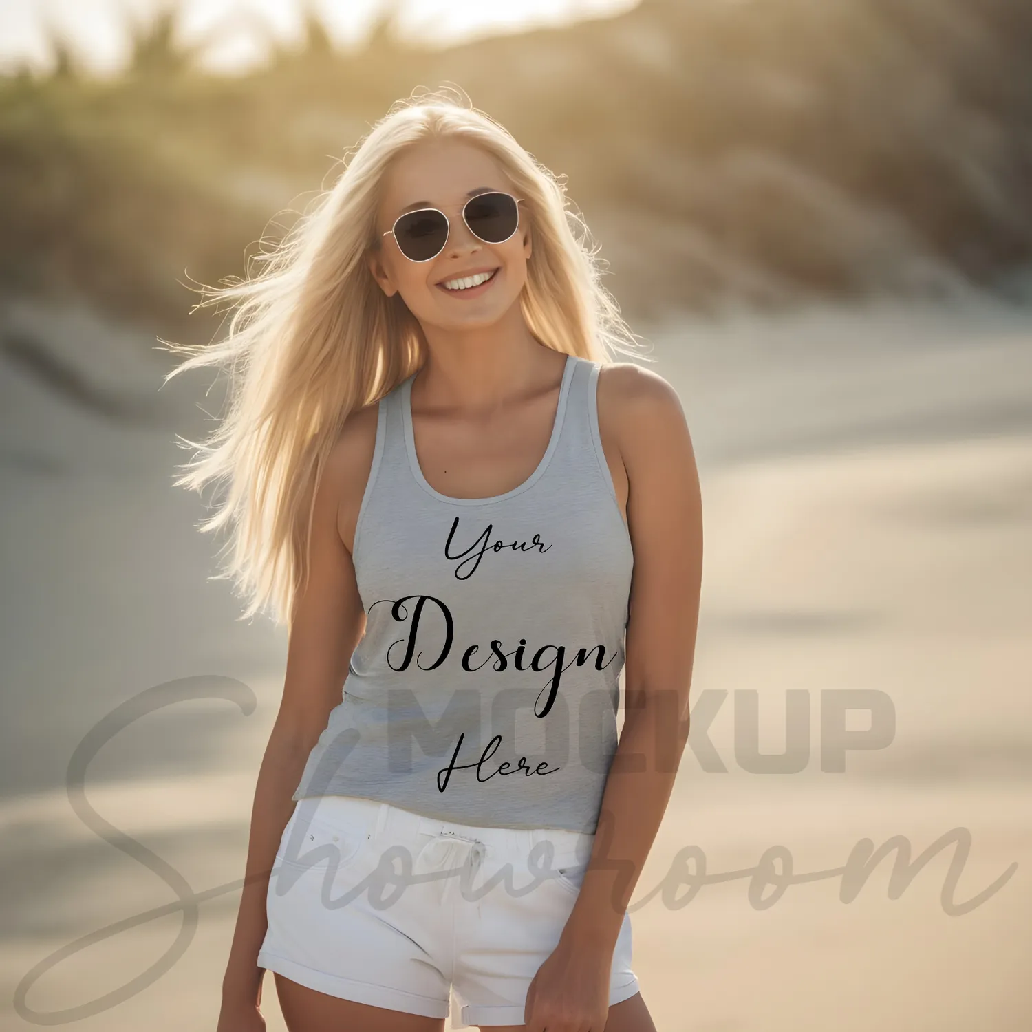 Womens Ash Gray Tank Top Mockup-3 Front View | For Etsy, Shopify and POD Sellers