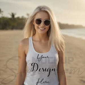 Womens Ash Gray Tank Top Mockup-4 Front View | For Etsy, Shopify and POD Sellers