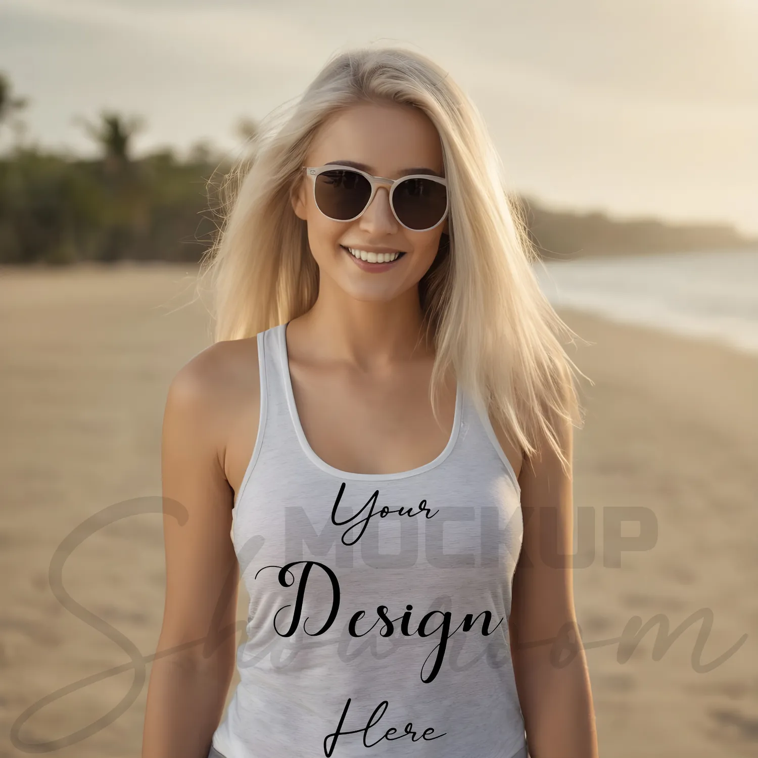 Womens Ash Gray Tank Top Mockup-4 Front View | For Etsy, Shopify and POD Sellers