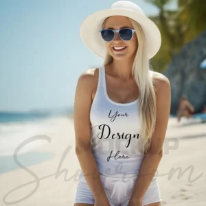 Womens Ash Gray Tank Top Mockup-5 Front View | For Etsy, Shopify and POD Sellers