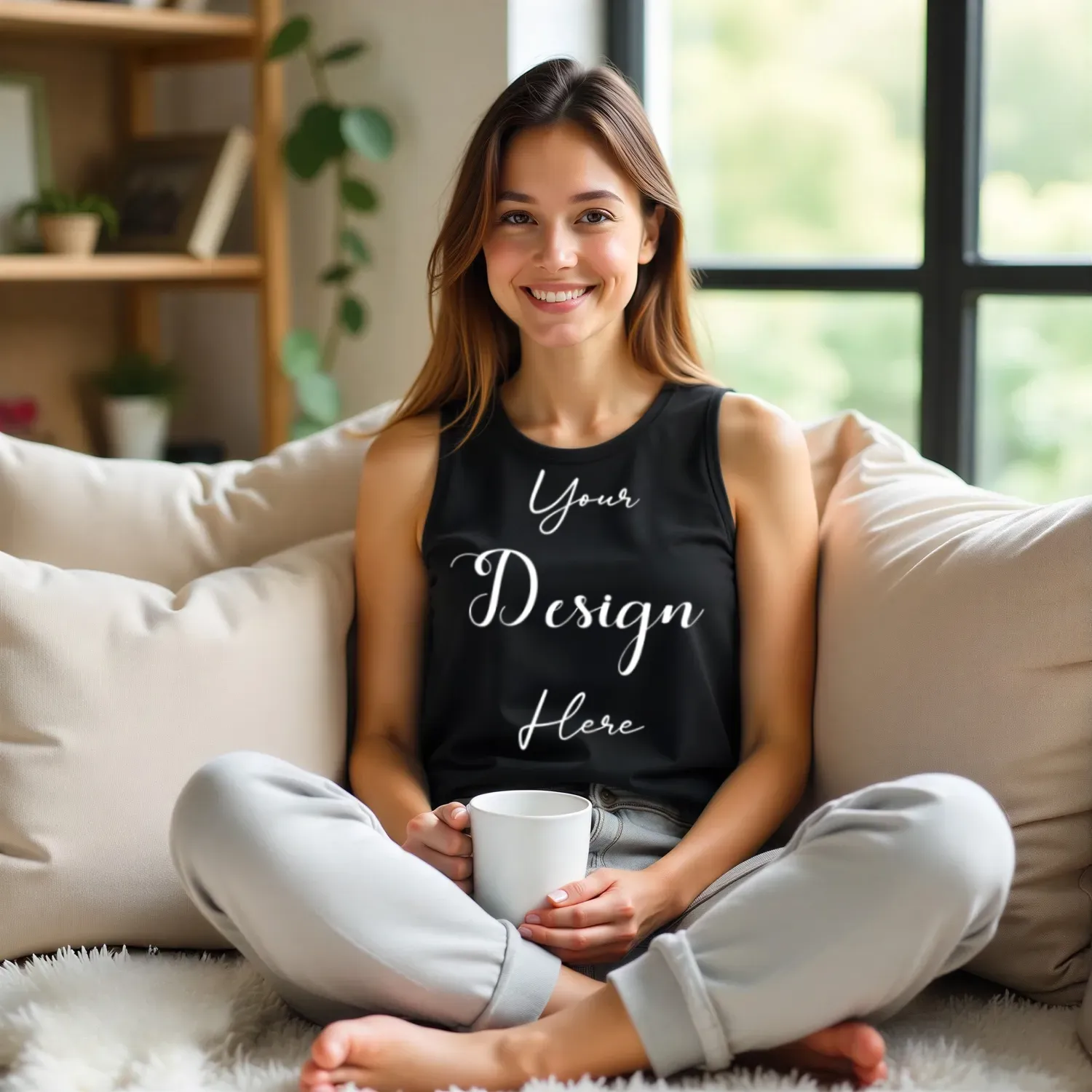 Womens Black Tank Top Mockup-2 Front View | For Etsy, Shopify and POD Sellers