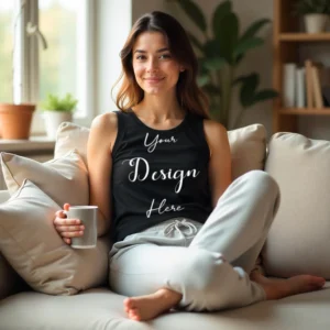Womens Black Tank Top Mockup-5 Front View | For Etsy, Shopify and POD Sellers