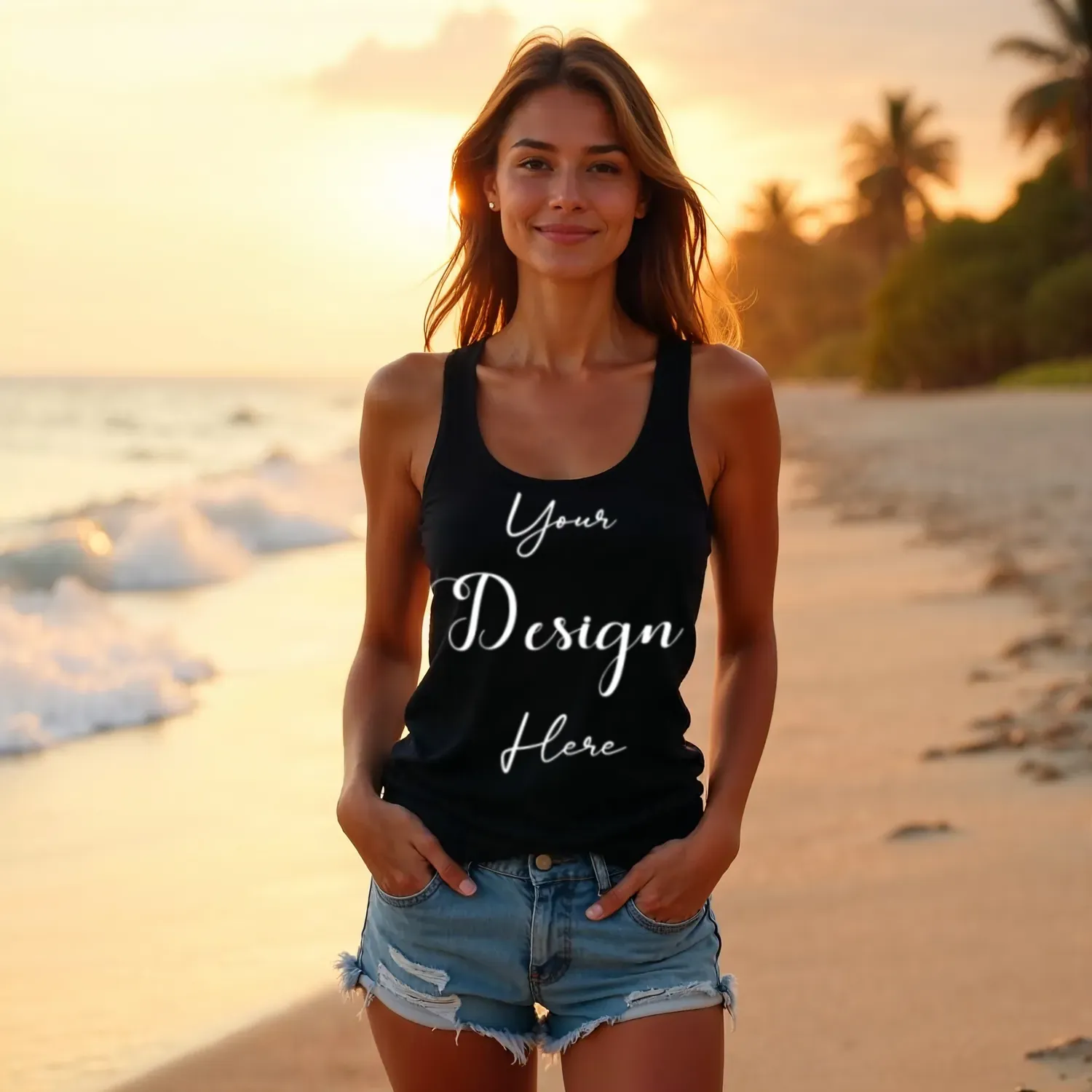 Womens Black Tank Top Mockup-7 Front View | For Etsy, Shopify and POD Sellers