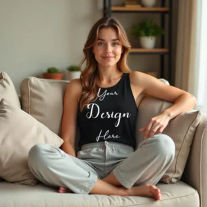 Womens Black Tank Top Mockup-8 Front View | For Etsy, Shopify and POD Sellers