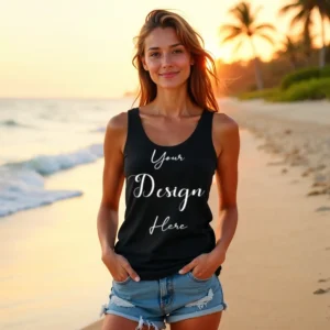 Womens Black Tank Top Mockup-9 Front View | For Etsy, Shopify and POD Sellers