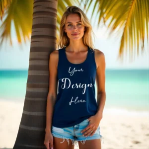 Womens Dark Blue Tank Top Mockup-3 Front View | For Etsy, Shopify and POD Sellers