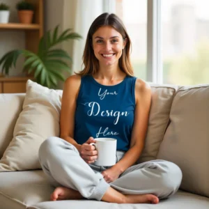 Womens Dark Blue Tank Top Mockup-4 Front View | For Etsy, Shopify and POD Sellers