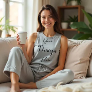 Womens Light Gray Tank Top Mockup-5 Front View | For Etsy, Shopify and POD Sellers