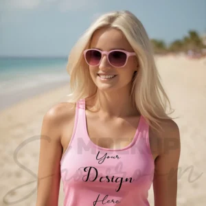 Womens Light Pink Tank Top Mockup-1 Front View | For Etsy, Shopify and POD Sellers