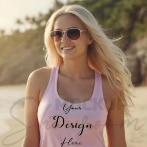 Womens Light Pink Tank Top Mockup-2 Front View | For Etsy, Shopify and POD Sellers