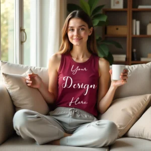 Womens Maroon Tank Top Mockup-1 Front View | For Etsy, Shopify and POD Sellers