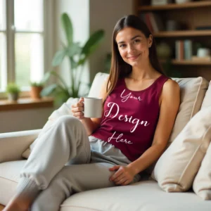 Womens Maroon Tank Top Mockup-2 Front View | For Etsy, Shopify and POD Sellers