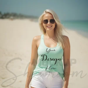 Womens Mint Tank Top Mockup-1 Front View | For Etsy, Shopify and POD Sellers
