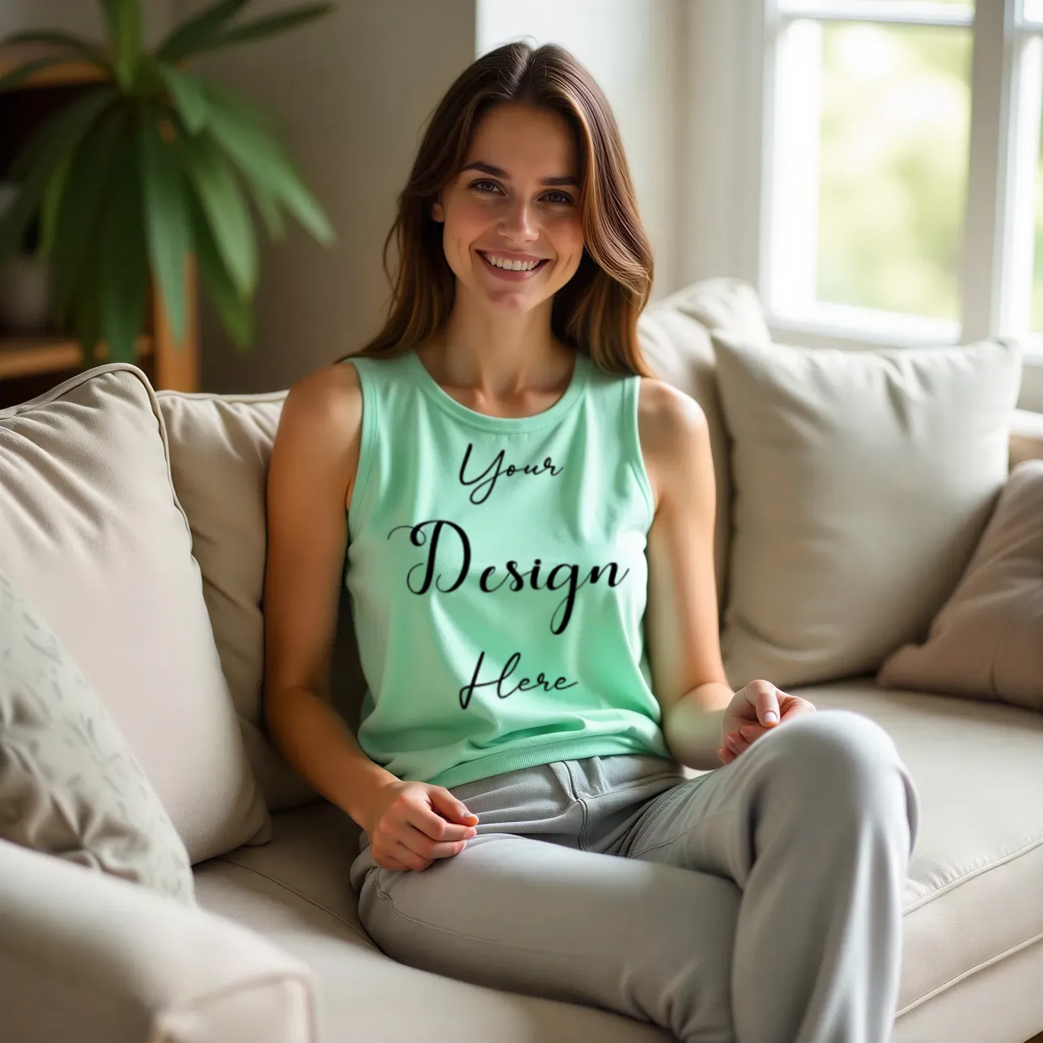 Womens Mint Tank Top Mockup-6 Front View | For Etsy, Shopify and POD Sellers