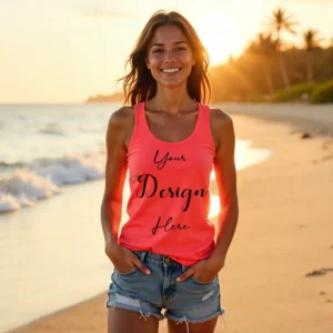 Womens Orange Tank Top Mockup-2 Front View | For Etsy, Shopify and POD Sellers