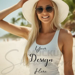Womens White Tank Top Mockup-1 Front View | For Etsy, Shopify and POD Sellers