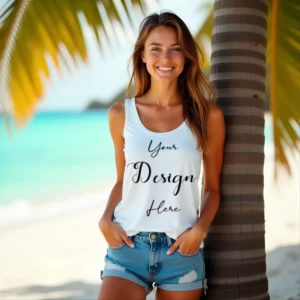 Womens White Tank Top Mockup-5 Front View | For Etsy, Shopify and POD Sellers