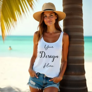 Womens White Tank Top Mockup-6 Front View | For Etsy, Shopify and POD Sellers