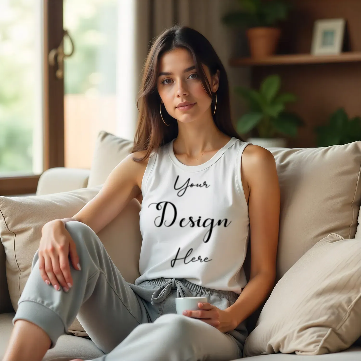 Womens White Tank Top Mockup-8 Front View | For Etsy, Shopify and POD Sellers