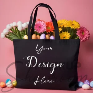 Black tote bag mockup