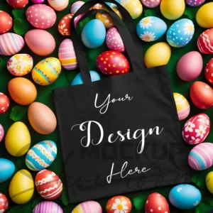 Black tote bag mockup