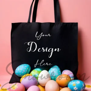 Black tote bag mockup