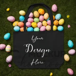 Black tote bag mockup