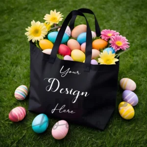 Black tote bag mockup