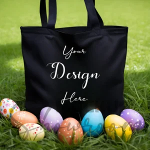 Black tote bag mockup