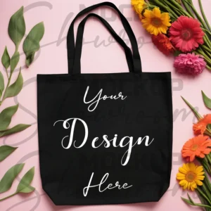 Black tote bag mockup