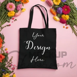 Black tote bag mockup