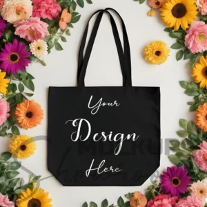 Black tote bag mockup